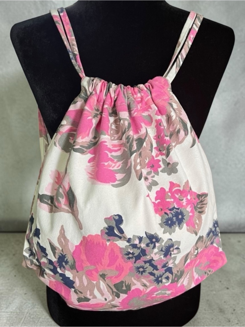 💖 Aphorism Floral Cotton Drawstring Backpack 💖